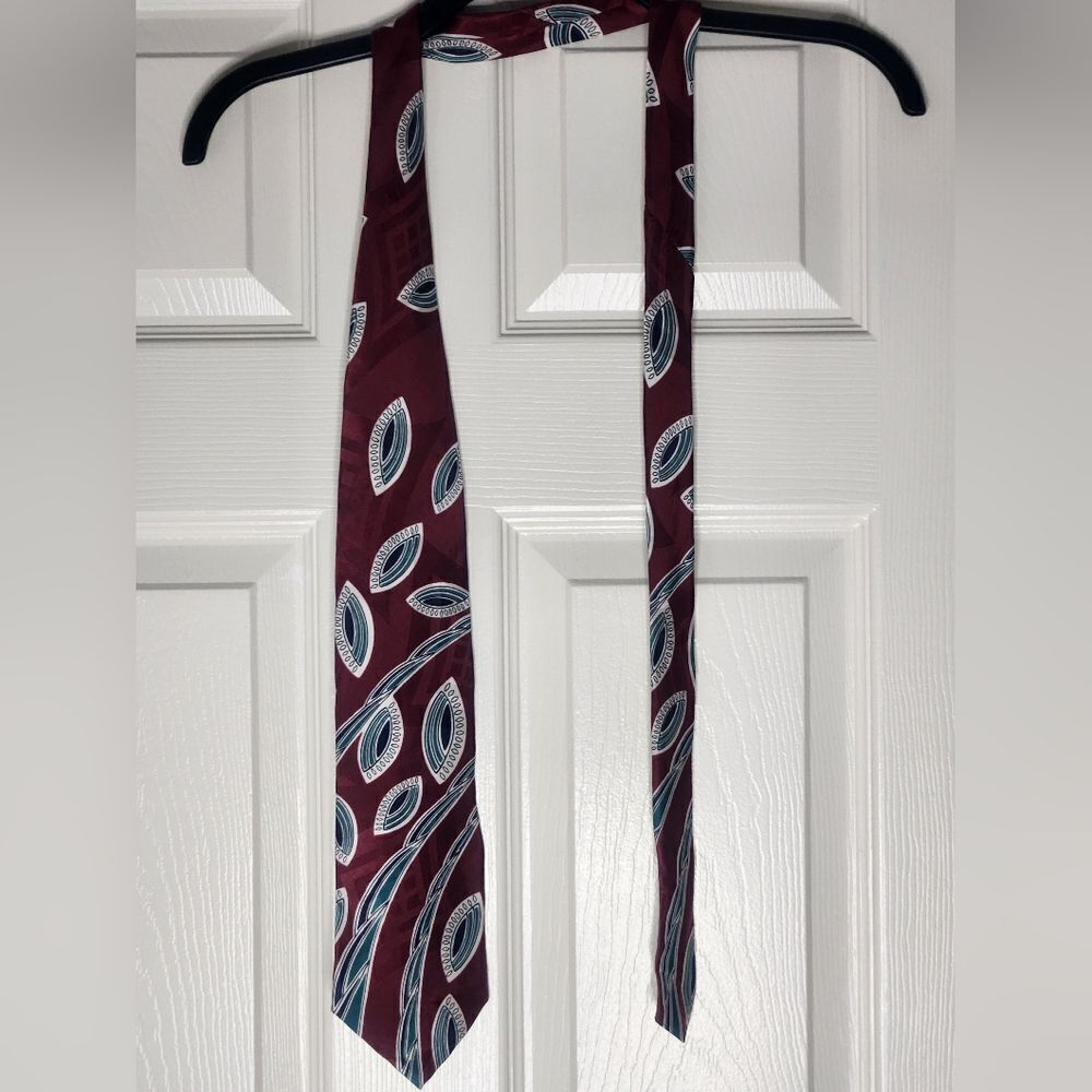 Preferred Stock Burgundy Mlticlr 100% ItalianSILK AbstractPrint Men NeckTie 57×4